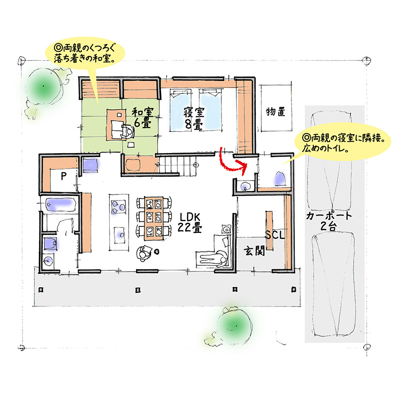 有限会社新田建設  プラン2 平面1F