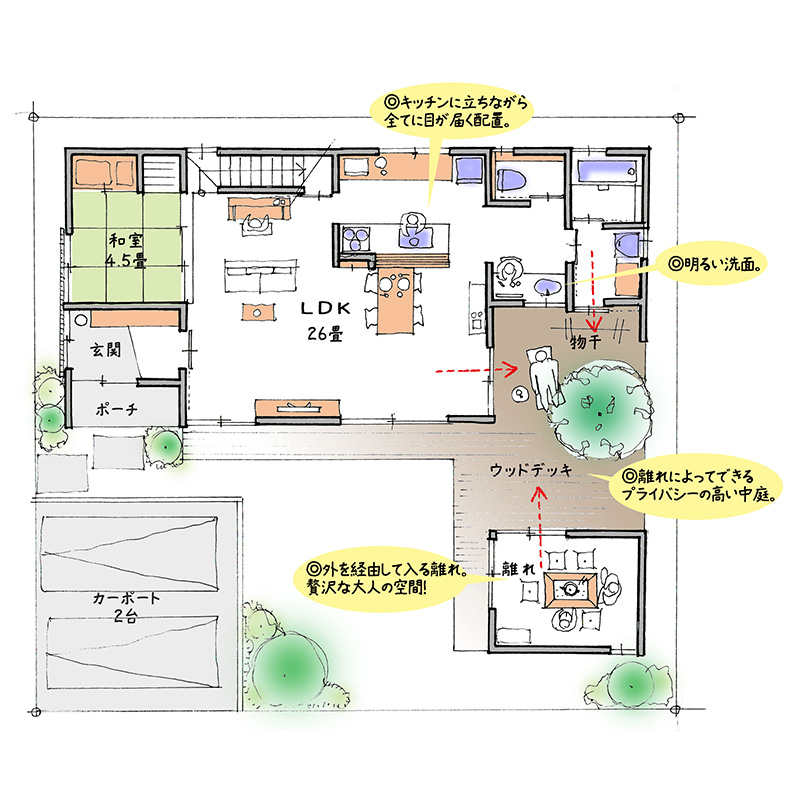 安江工務店  プラン2 平面1F