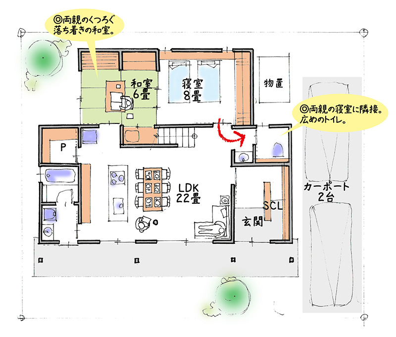 有限会社新田建設  プラン2 1F平面図