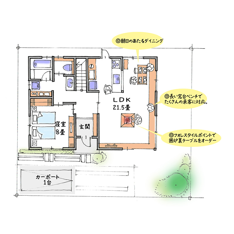 安江工務店 プラン1 平面1F