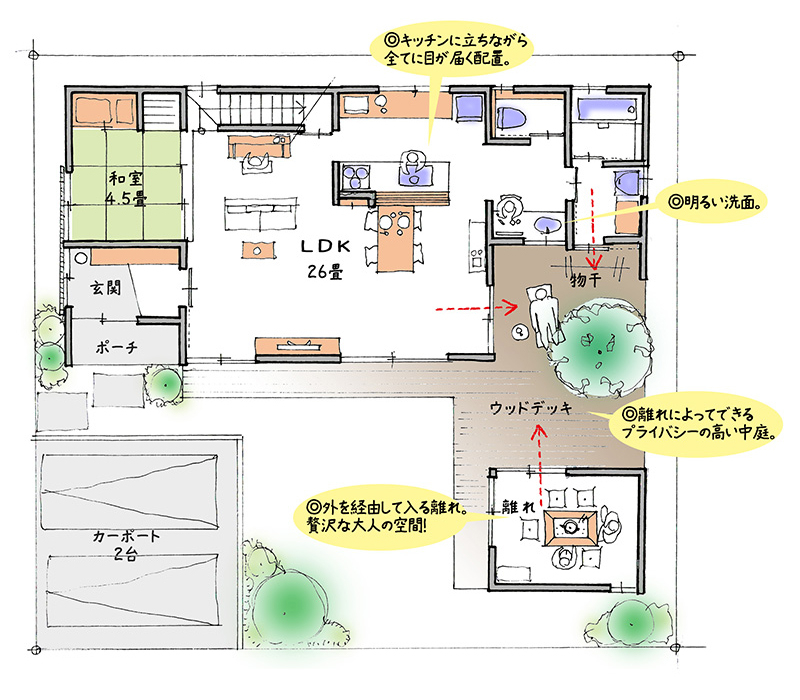 安江工務店 プラン2 1F平面図