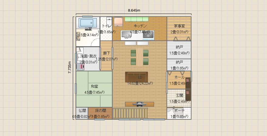 和室と吹き抜けのある家