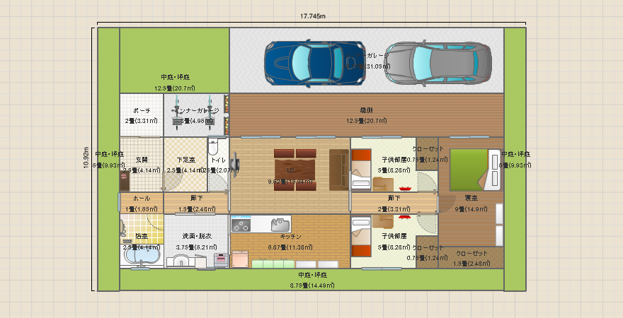 平屋　4人家族　50坪以内