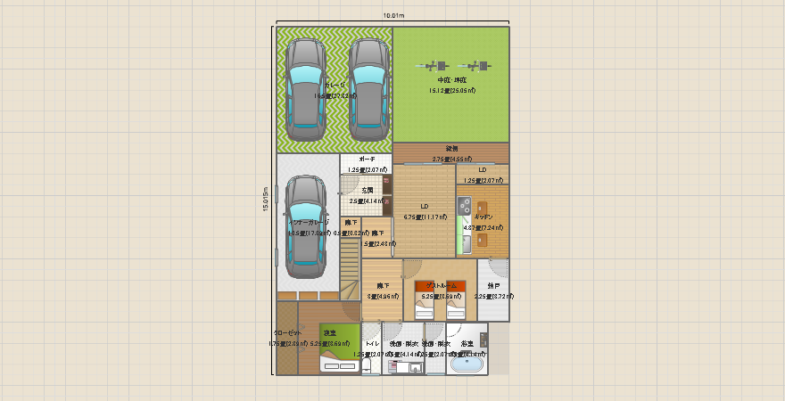 ガレージ付き２世帯住宅