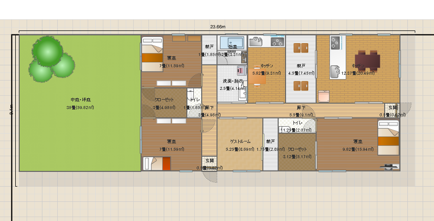 平屋２世帯１－３からの浴室１案