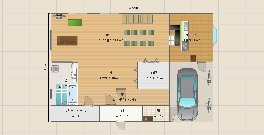 広々空間、帰宅後に必ず顔が見られる家