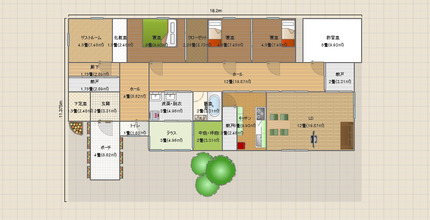 カラオケルームのある平屋＋機能性重視