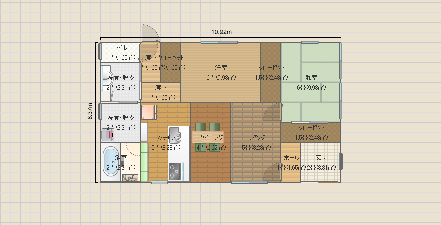 21坪 平屋　右下玄関　左サニタリー