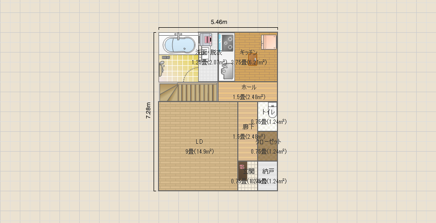 ２LDＫ　キッチン独立　廊下あり