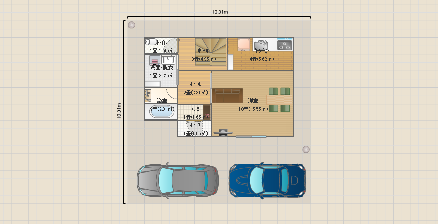 建坪25.5坪3LDK（LDK14畳・全室6畳以上＆収納・土地30坪で駐車二台可）