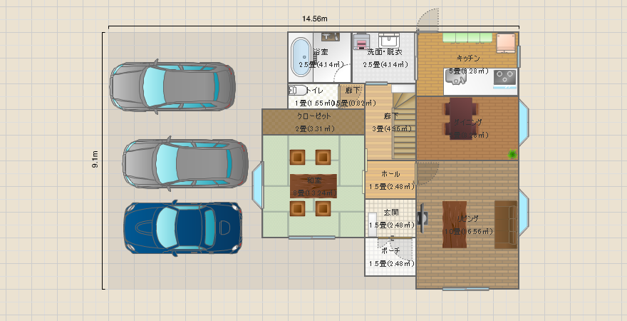 納戸か部屋か///ダイニングこんなに取れないヨ