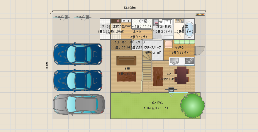 35坪の土地　小住宅