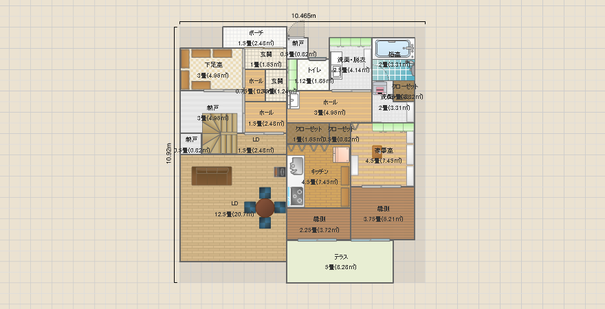 行き止まりのない　家事動線と縁側物干し B