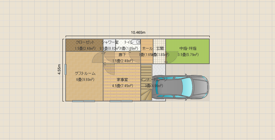 狭小三階建て＋無理やりガレージ