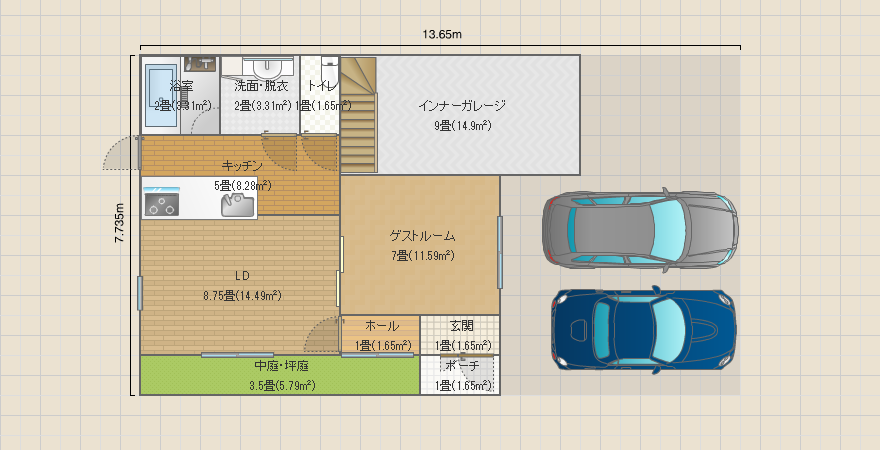 たまに車がいじれるガレージのある家