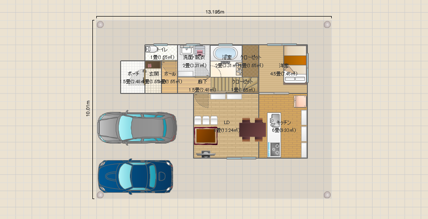 40坪の土地に建てる３LDK（建坪25坪）