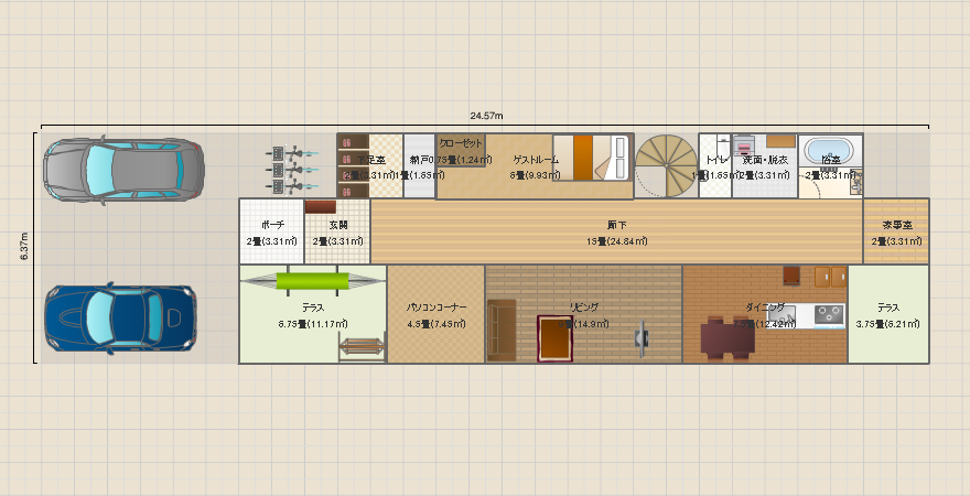 らせん階段の家