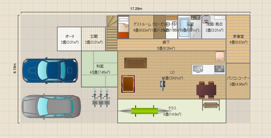 広い吹き抜けの家