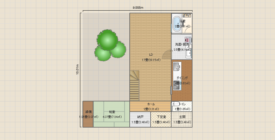 北西南三方道逆L字建物版