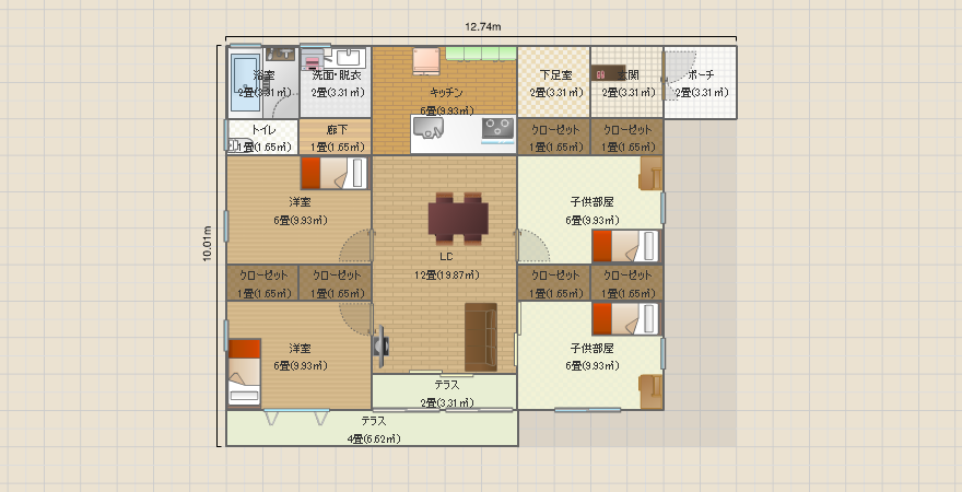 案１　平屋4LDK 33坪