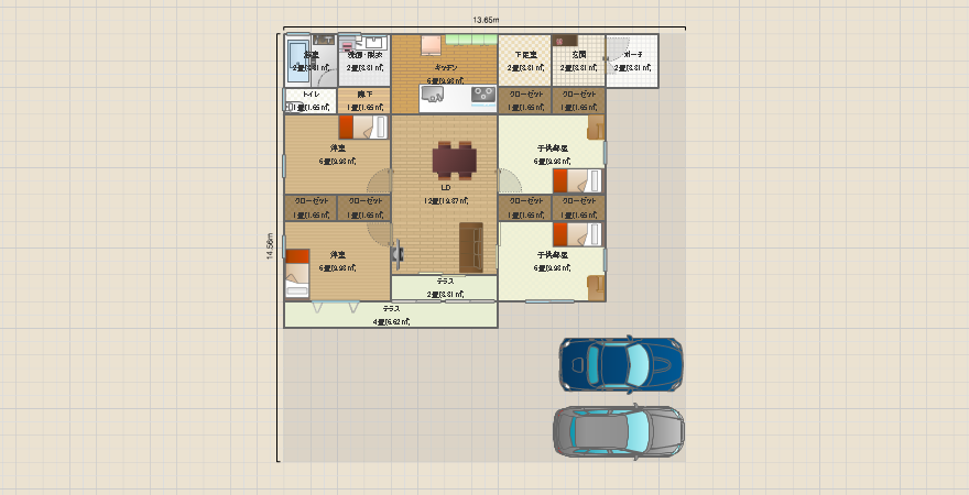 案１　平屋4LDK 33坪