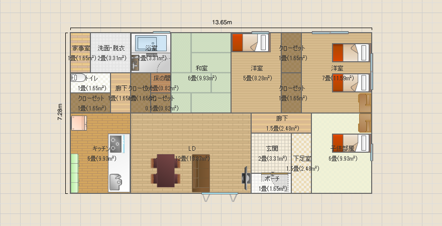 案６　平屋4LDK 31.5坪