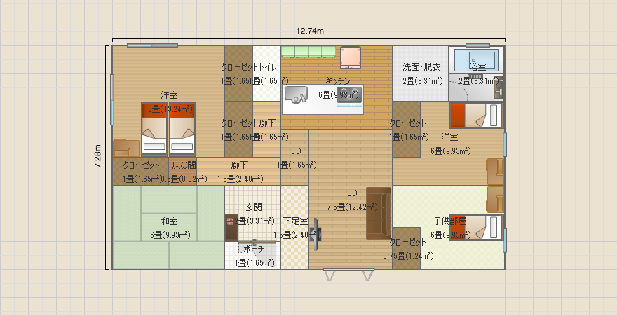 案７　平屋4LDK 28.8坪