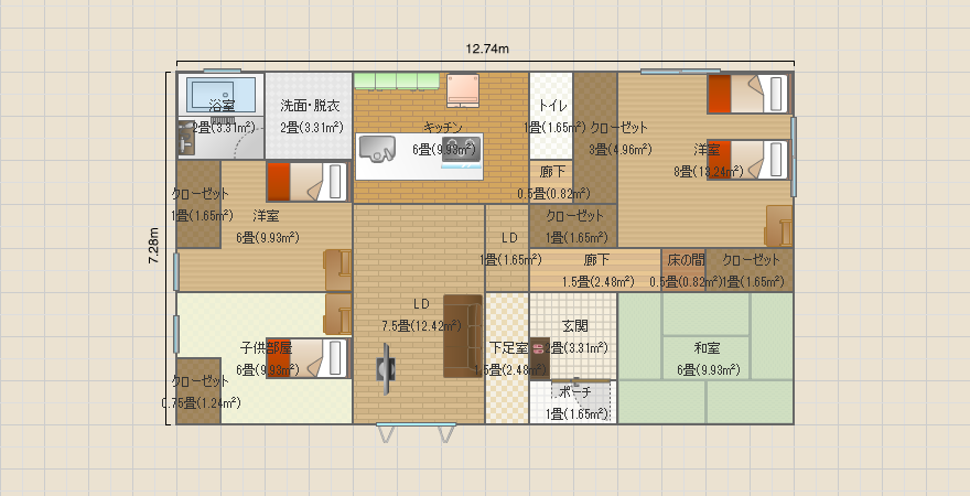 案８　平屋4LDK 28.8坪