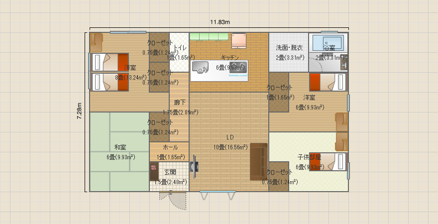 案９　平屋4LDK 28.8坪