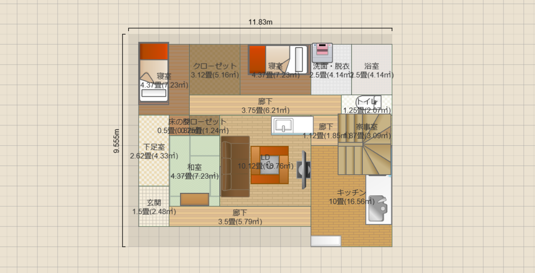 南側土間＆バリアフリー&東K&北寝室&西下足室