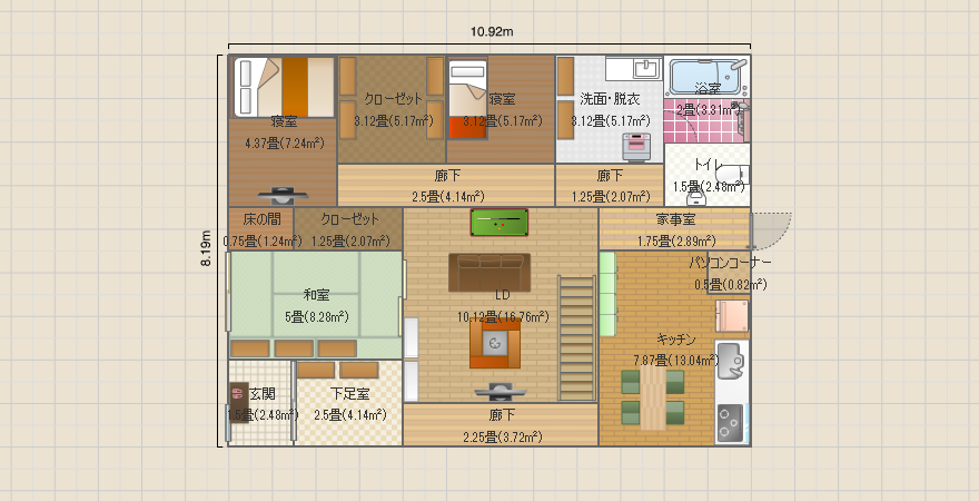 南側土間＆バリアフリー&東K&北寝室