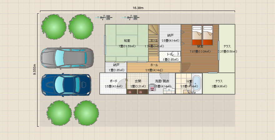 屋上バルコニーのある家