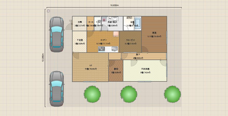 ３０坪　平屋　東西１