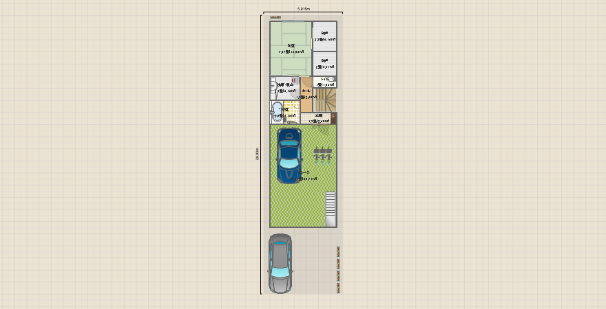 間口6ｍ(完全分離二世帯)3階建て(途中)