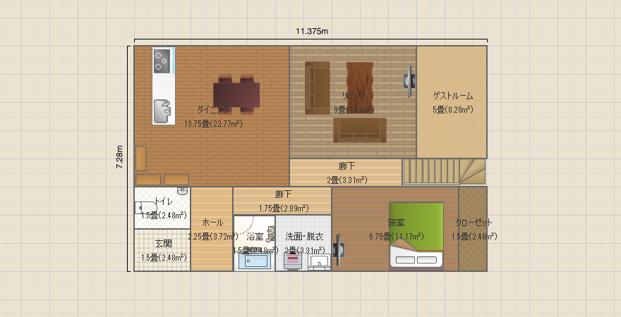 2階建て４０．５坪