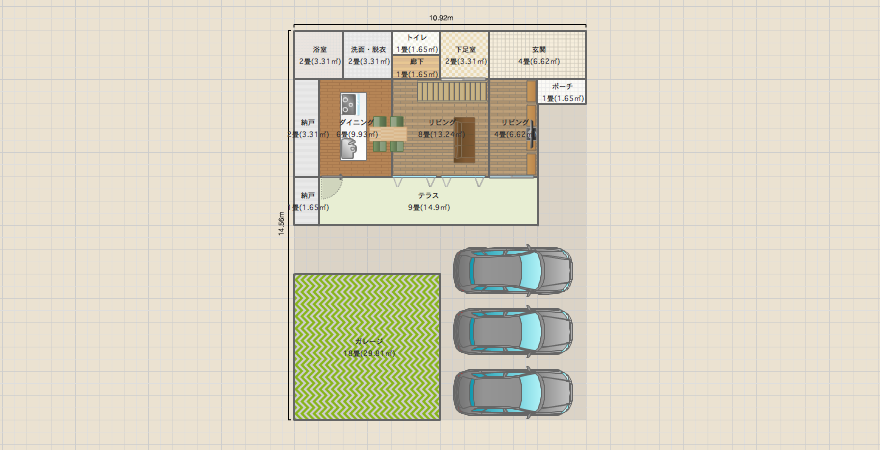 Box house 3間x5間