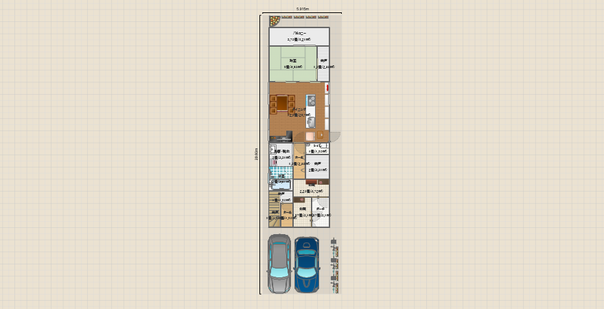 間口6ｍ(完全分離二世帯)2階建て