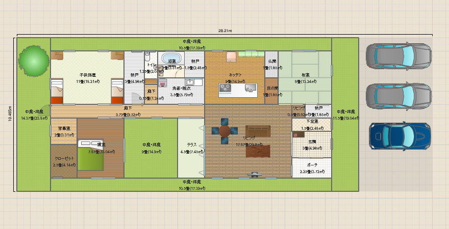 コの字型平屋マイホーム③