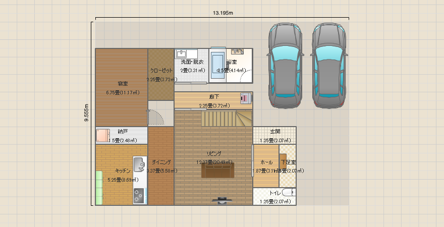 ２階（北玄関,一階寝室）