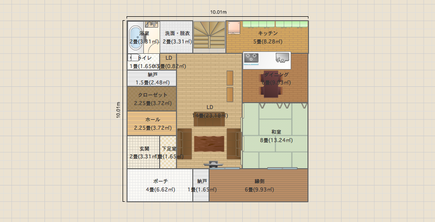 68坪南向き10x10mの家