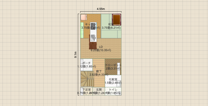 ２F２部屋＆風呂　１F南和室