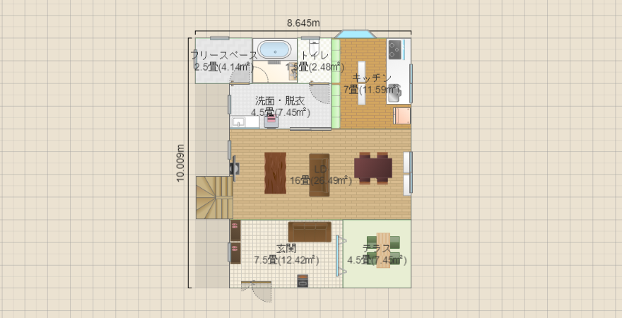 玄関土間の吹抜けの家