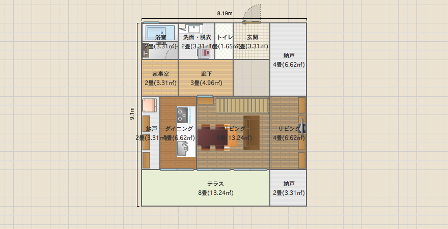 Box house 4x4.5間 (Ch3.75J+0.75)途中 