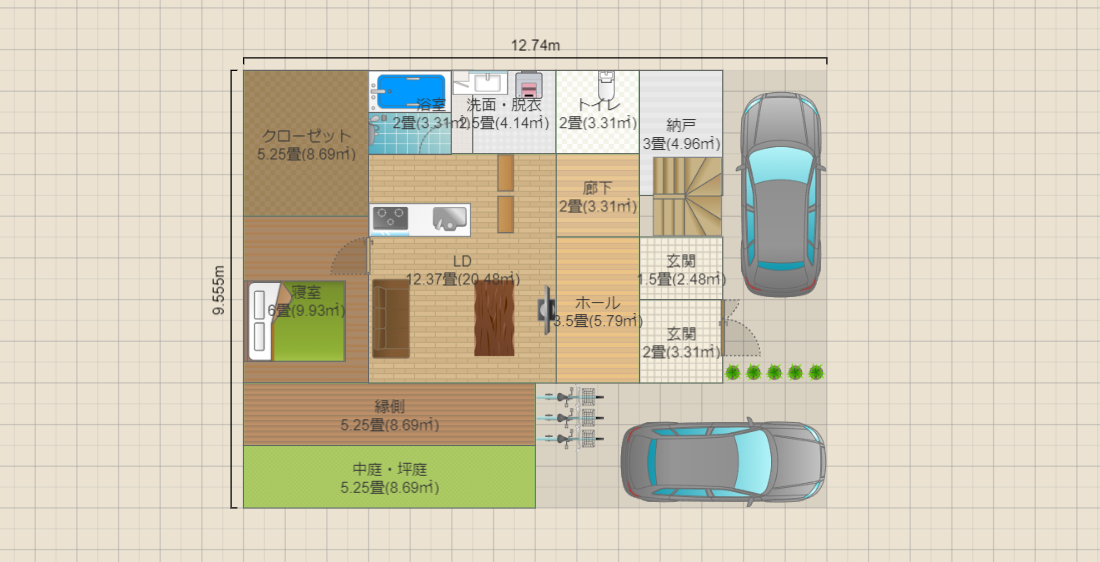 2世帯3階建２Fリビング