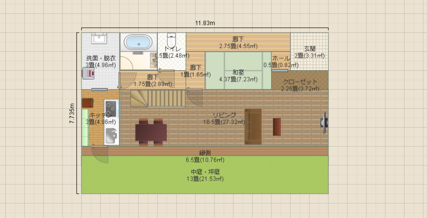 saki廊下コの字