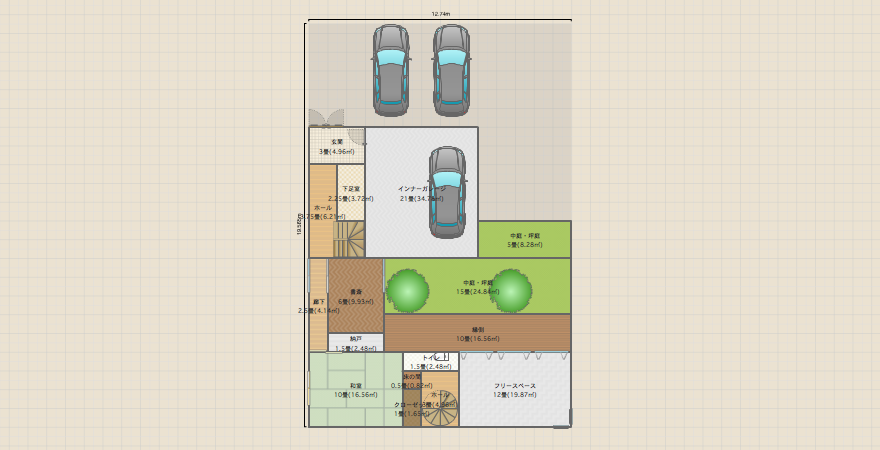 LD2F中庭に廊下回遊の家