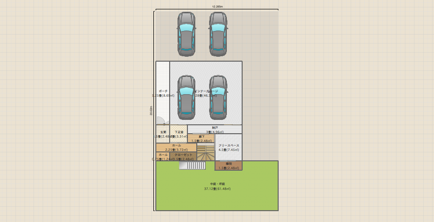 1Fガレージ2F LDK大きな吹き抜けの家