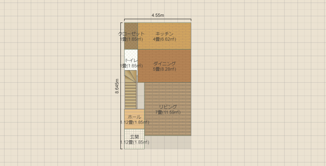 3階建て4LDK 1階LDK2階浴室