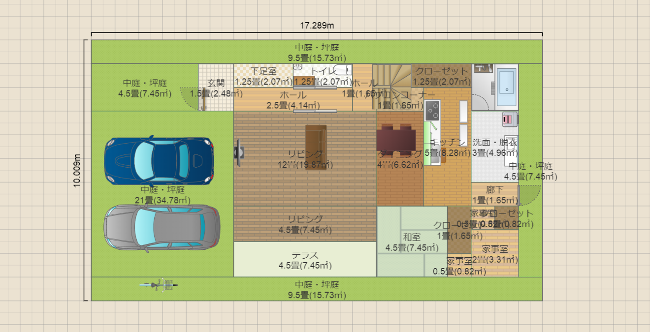 50坪_下南向き_吹き抜け_子供3人