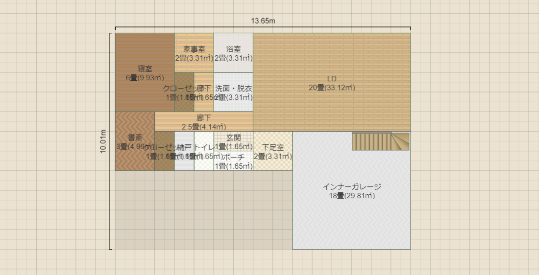 インナーガレージ付き2階建て　玄関北向き①